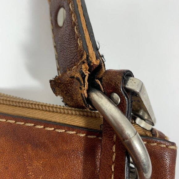 VTG FOSSIL Liberty Crossbody Bag Purse Brown Genuine Leather Adjustable FLAW - Picture 11 of 12